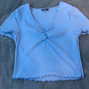 Shein Lettuce-Trim Blue Gina Top